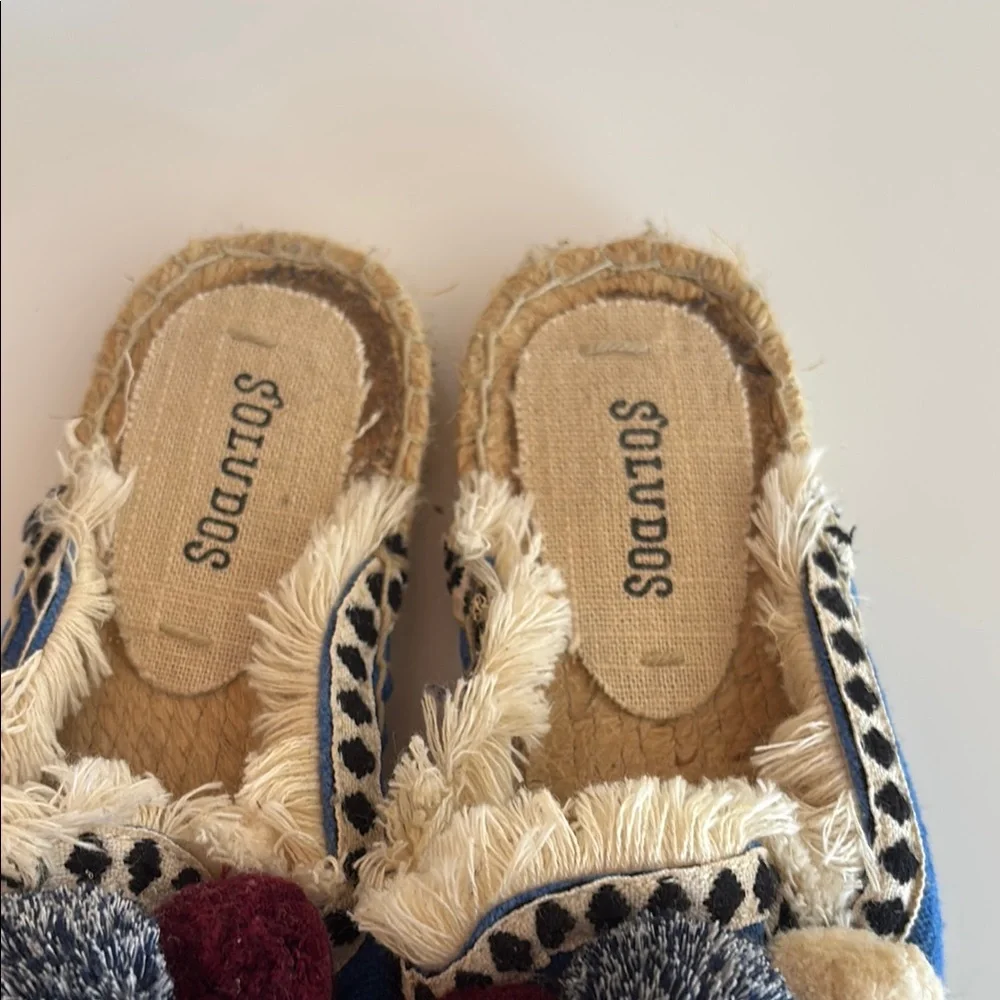 Soludos Blue Espadrille Mules Slides with Tassels Women’s 6